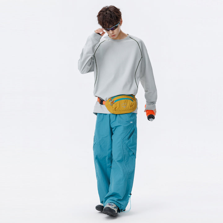 Men's Waffle Structure Oversized Sweatshirt with Raglan Sleeves and Relaxed Fit Drune