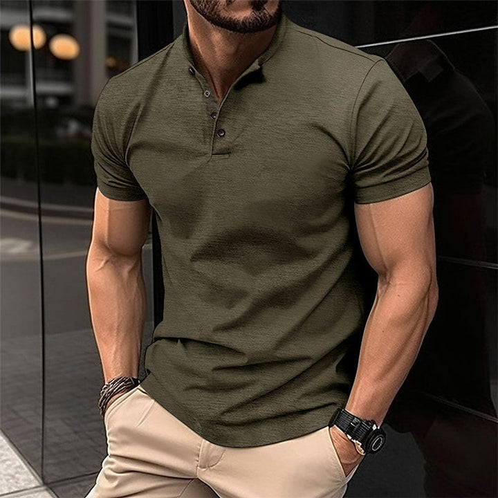 Men's Polo Shirt with Button Placket and Short Sleeves Mune