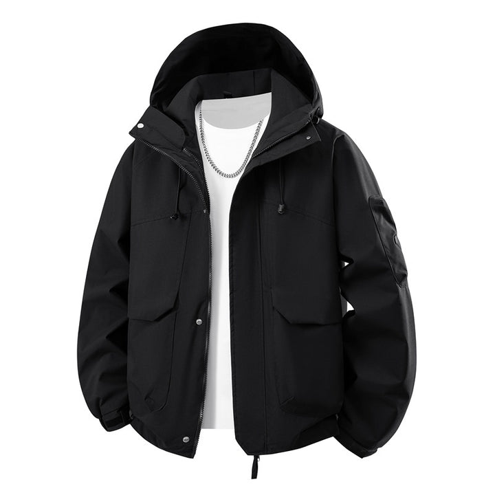 Men's waterproof hooded outdoor jacket with windproof membrane, adjustable hem, and multifunctional pockets Mune Fashion