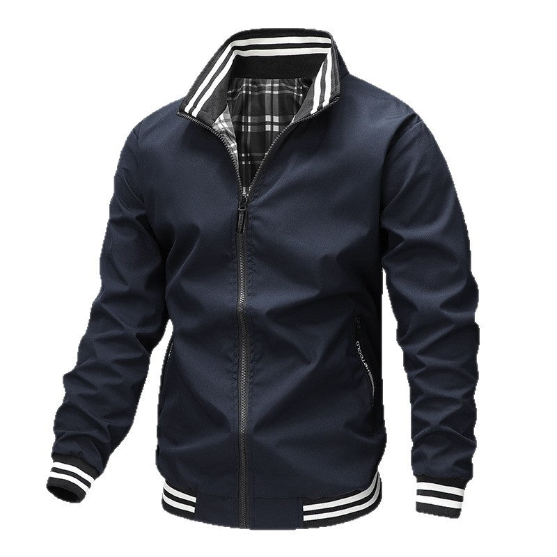 Men's Fashionable Bomber Jacket with Check Pattern Mune Fashion