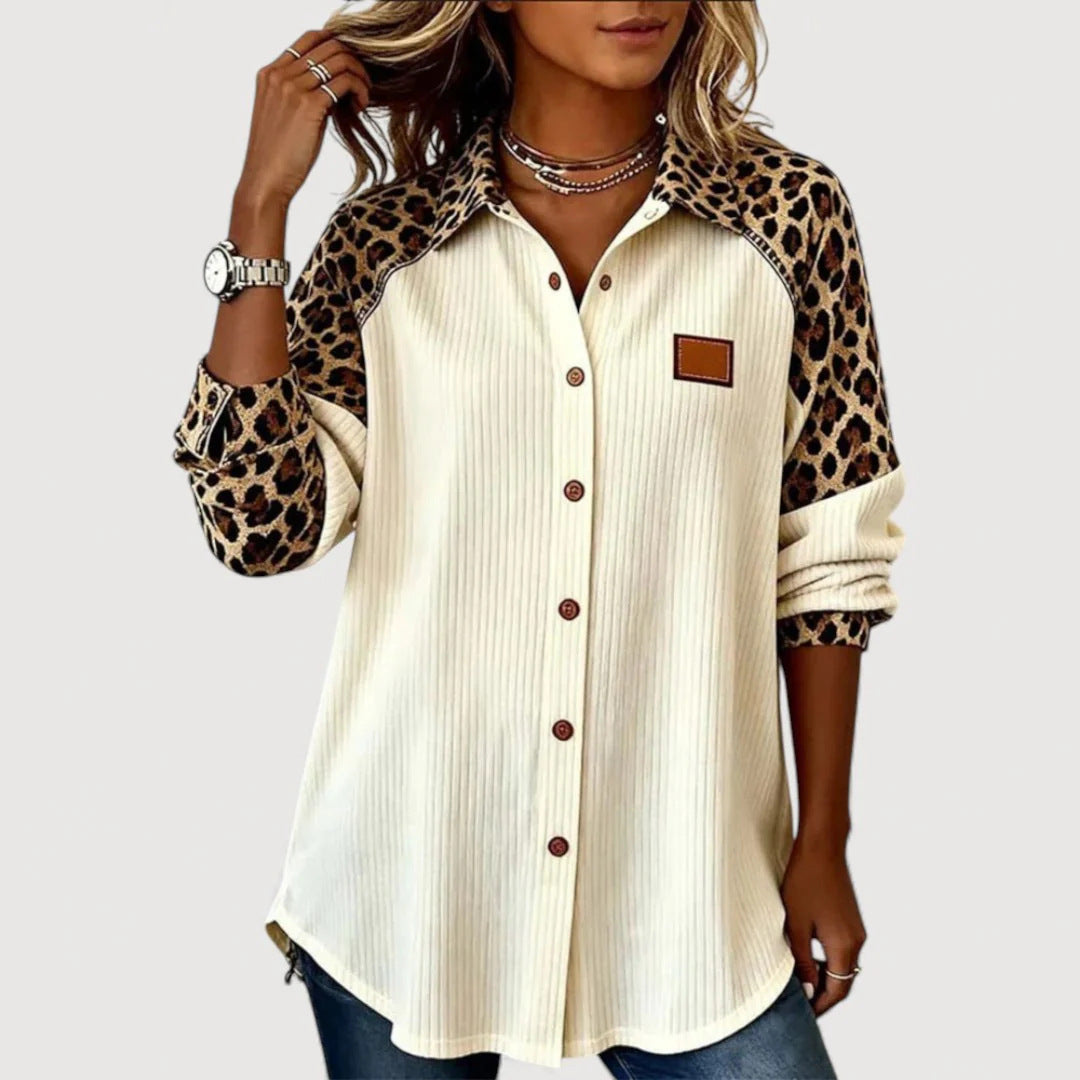 Women’s Fashion Long Sleeve Shirt with Animal Print
