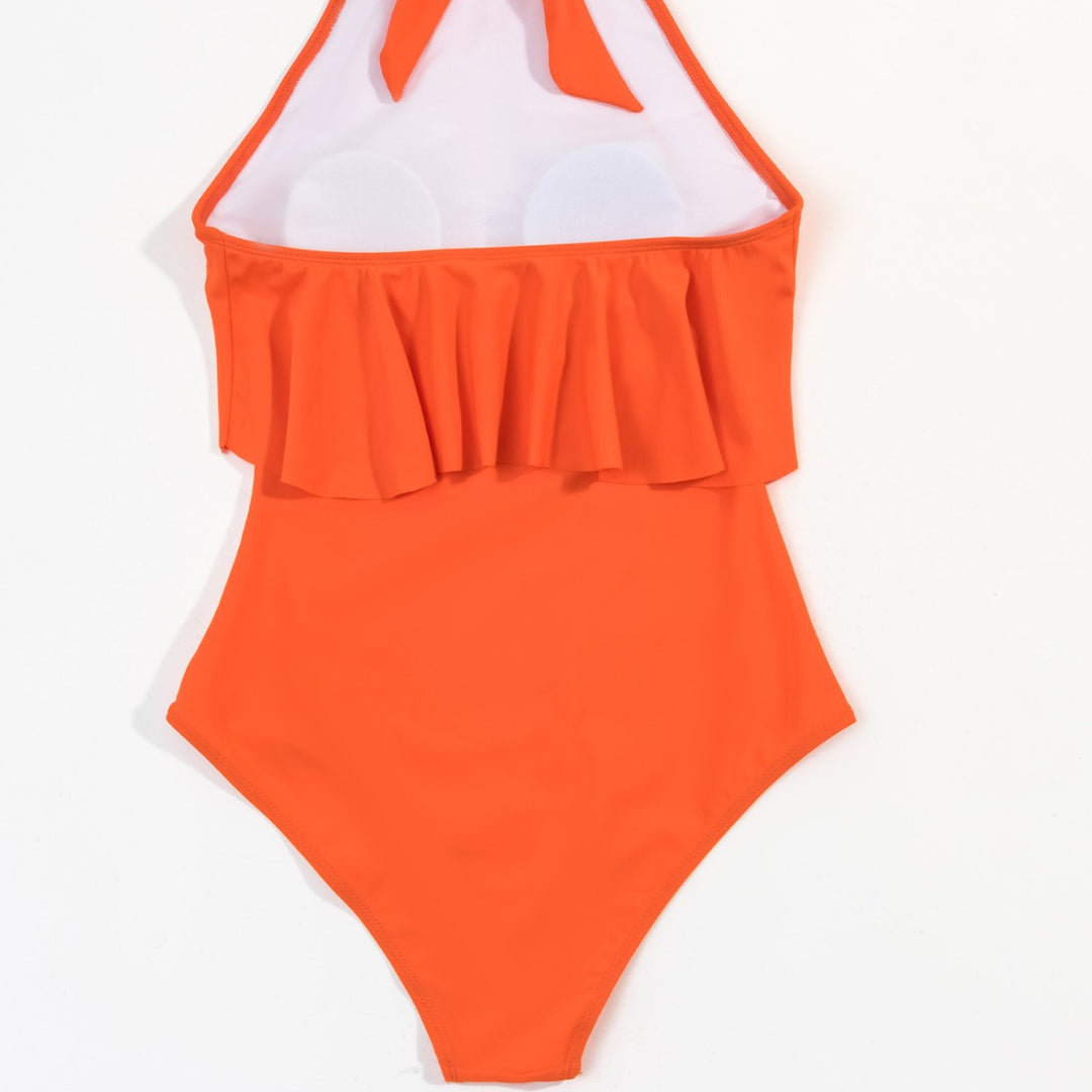 Ladies Elegant One-Piece Swimsuit with Flowing Overlay Mune Fashion