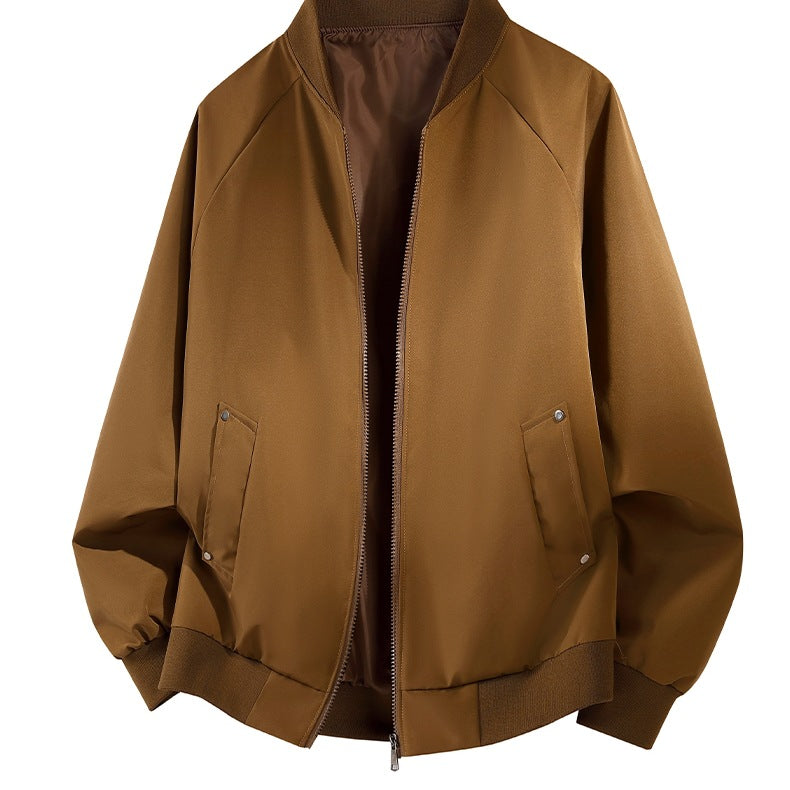 Men's Lightweight Outdoor Bomber Jacket in Clean Look with Raglan Sleeves, Concealed Two-Way Zipper & Practical Flap Pockets Mune Fashion