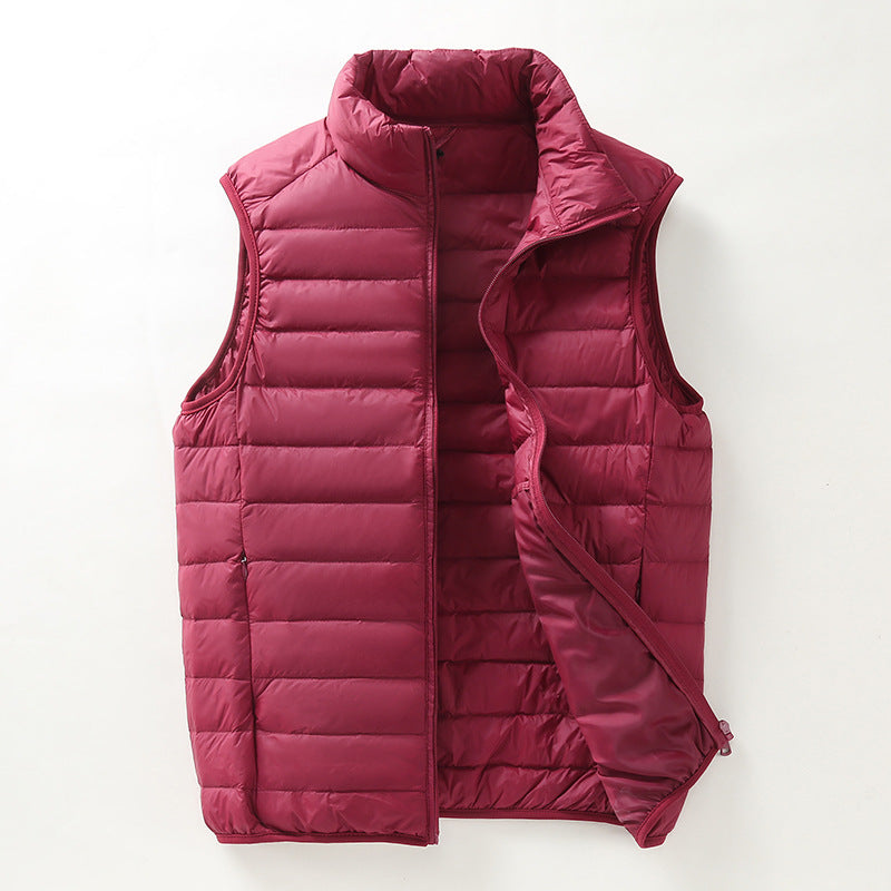 Women Lightweight Quilted Vest with Stand-up Collar and Wind-resistant Filling Mune Fashion