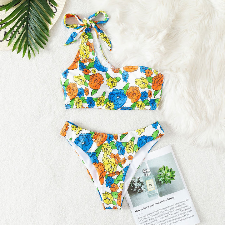 Women's One-Sided Bikini with Floral Design Mune Fashion