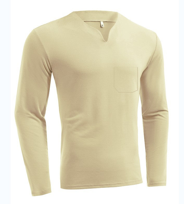 Men's long sleeve shirt with V-neck Slim Fit cotton blend and elastic comfort waistband Mune Fashion