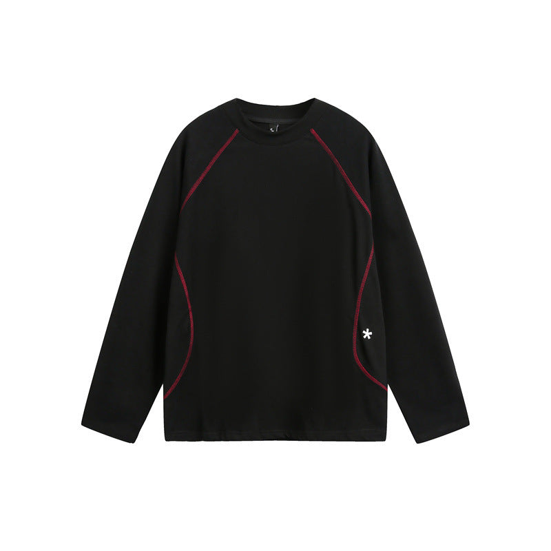 Unisex Relaxed-Fit Long Sleeve Shirt with Crew Neck, Contrasting Flatlock Seams and Soft Loopback Finish Mune Fashion