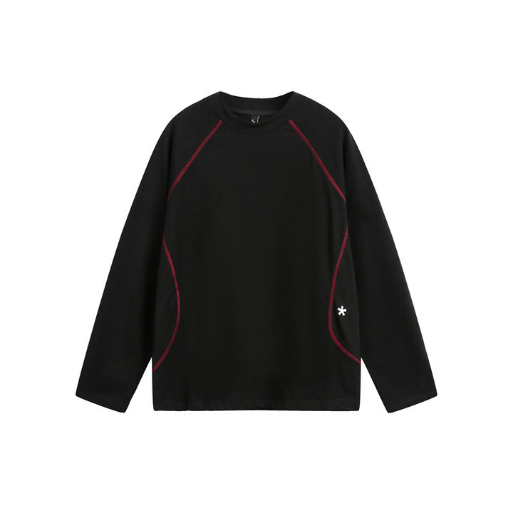 Unisex Relaxed-Fit Long Sleeve Shirt with Crew Neck, Contrasting Flatlock Seams and Soft Loopback Finish Mune Fashion
