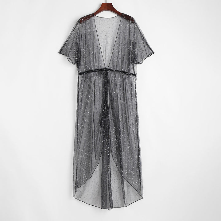 Women's airy beach cover-up with sparkling net design Mune Fashion