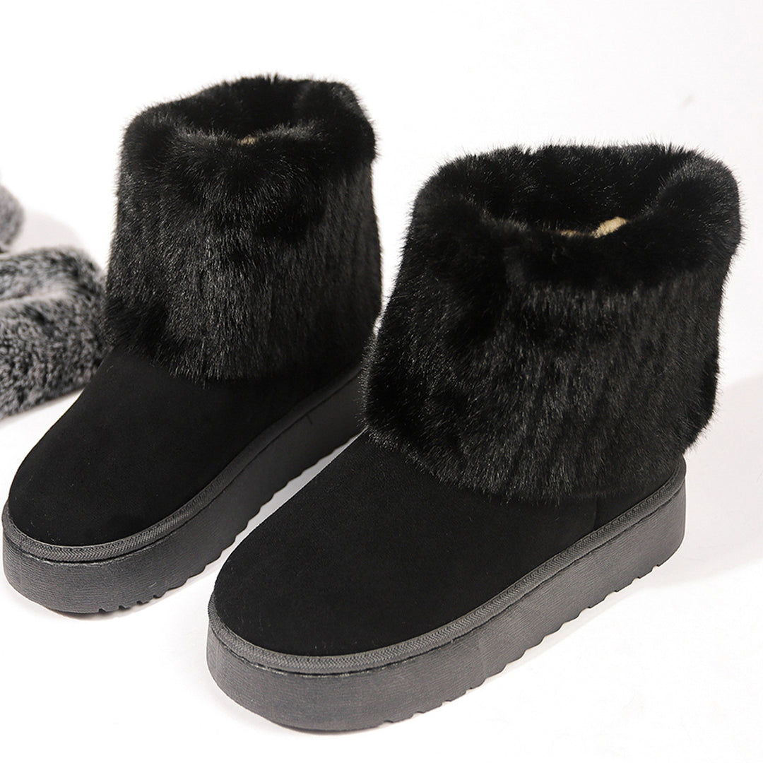 Women Warm Platform Winter Boots with Wide Faux Fur and Cushioned Sole Mune Fashion