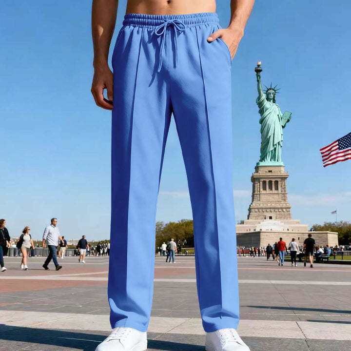 Men's casual-elegant pleated sweatpants with crease, elastic drawstring waistband and side pockets Mune Fashion