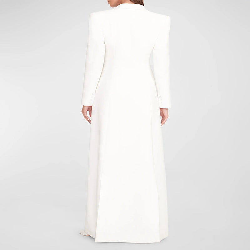 Women’s Evening Maxi Dress-Blazer with Slim Silhouette, Corset Seam and Elegant Front Split Mune Fashion