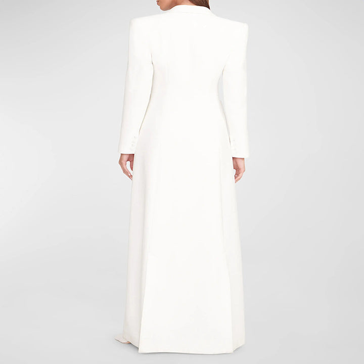 Women’s Evening Maxi Dress-Blazer with Slim Silhouette, Corset Seam and Elegant Front Split Mune Fashion