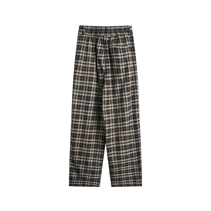 Ladies High-Waisted Checked Pleated Trousers in Wide Culotte Cut Mune Fashion
