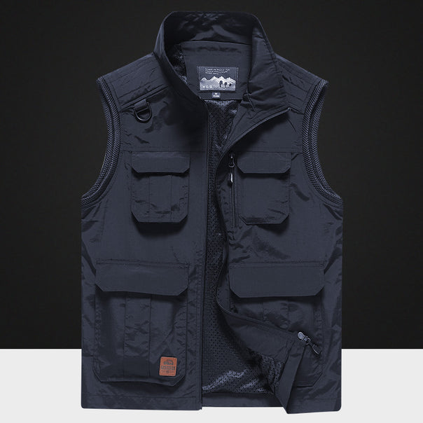 Men's Multifuntional Outdoor Vest with Breathable Mesh Lining and Multiple Pockets Mune Fashion