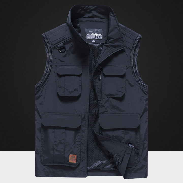 Men's Multifuntional Outdoor Vest with Breathable Mesh Lining and Multiple Pockets Mune Fashion