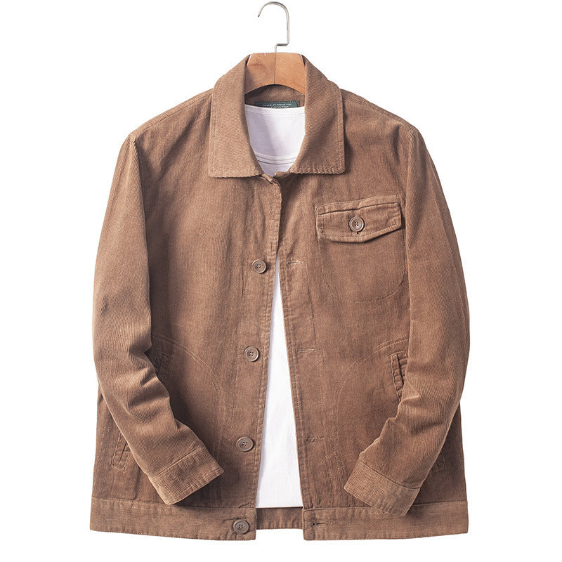 Men's transitional blouse made of fine corduroy with chest flap and visible button placket Mune Fashion