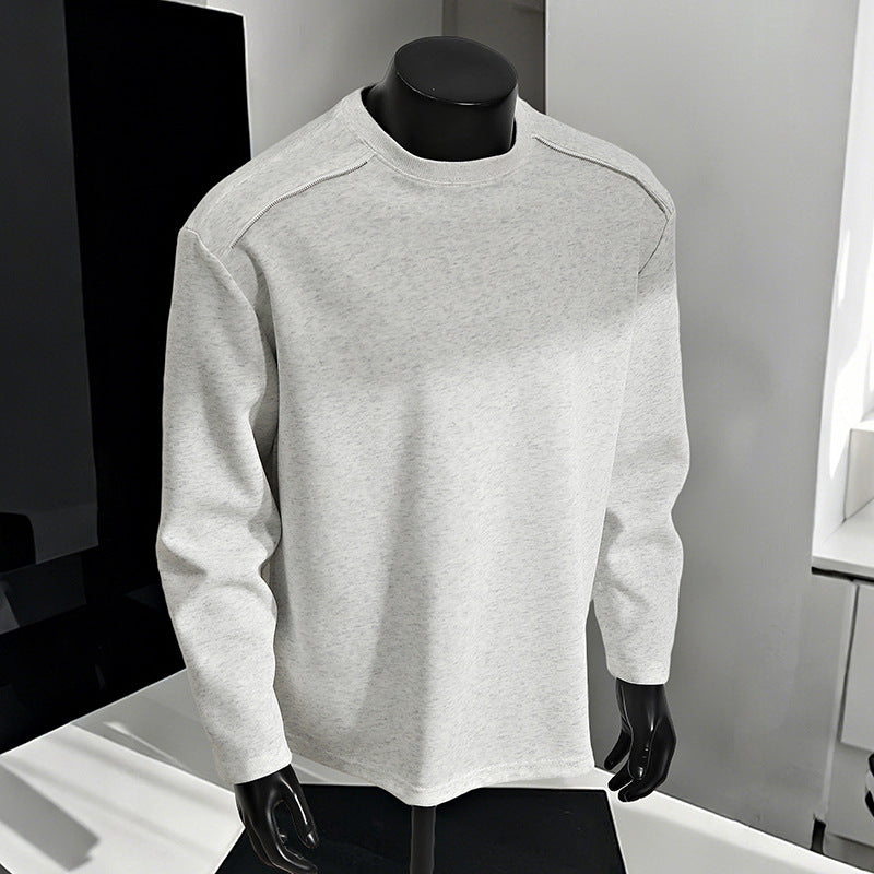 Men's Relaxed-Fit Cotton Blend Crewneck Sweatshirt with Raglan Seams and Melange Texture Mune Fashion