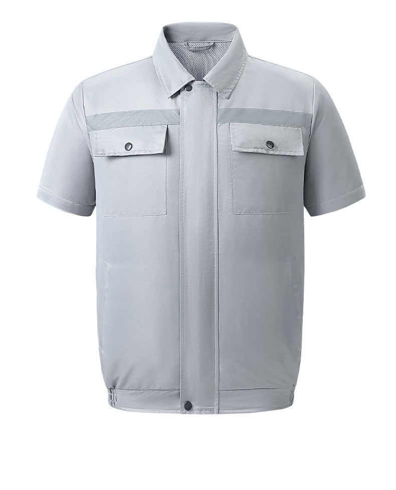 Men's lightweight short sleeve vest with stand-up collar, water-repellent nylon blend and zippered pockets Mune Fashion
