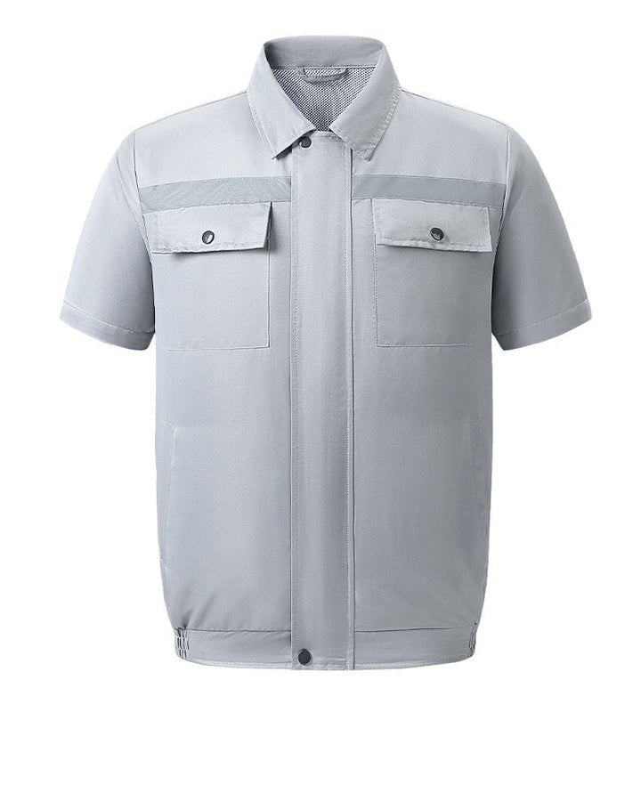 Men's lightweight short sleeve vest with stand-up collar, water-repellent nylon blend and zippered pockets Mune Fashion