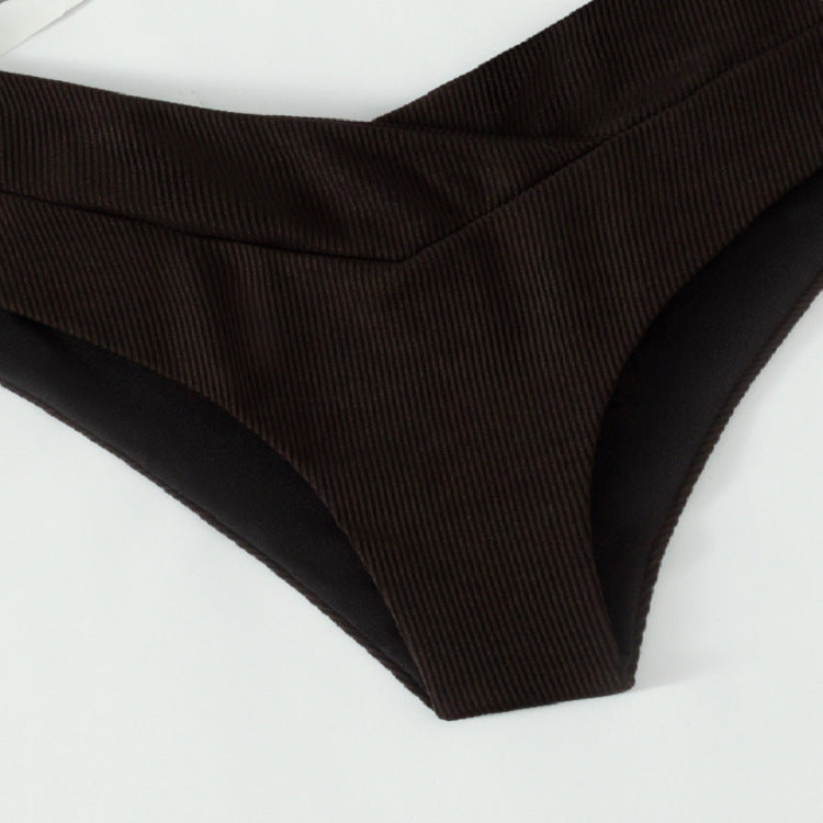 Women's High-Waist Bikini Bottom with Elegant V-Neck Mune Fashion