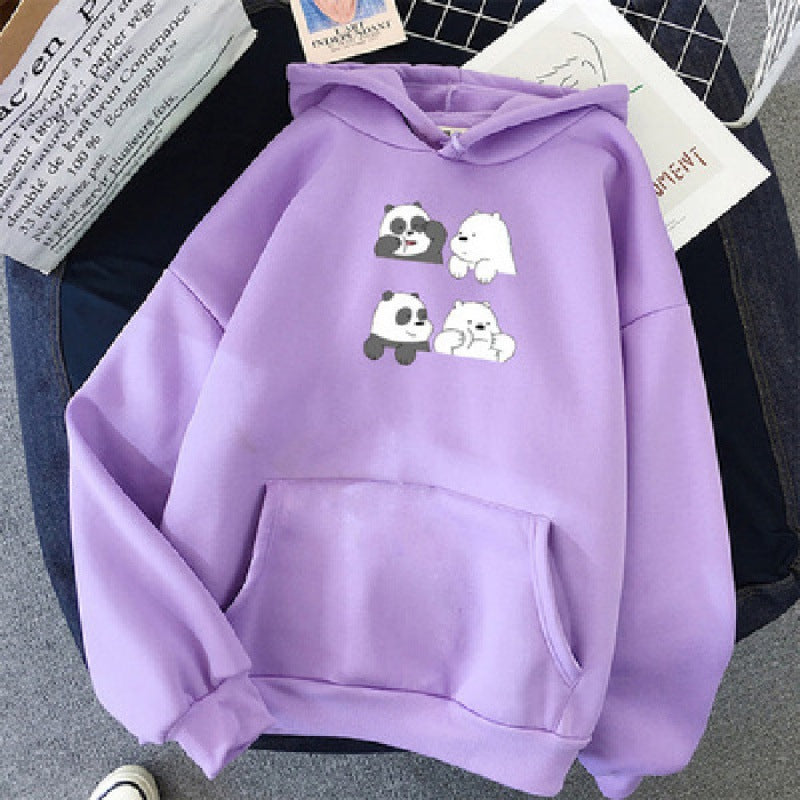 Unisex hooded sweatshirt with cute comic animal print, kangaroo pocket and soft fleece inner lining Mune Fashion