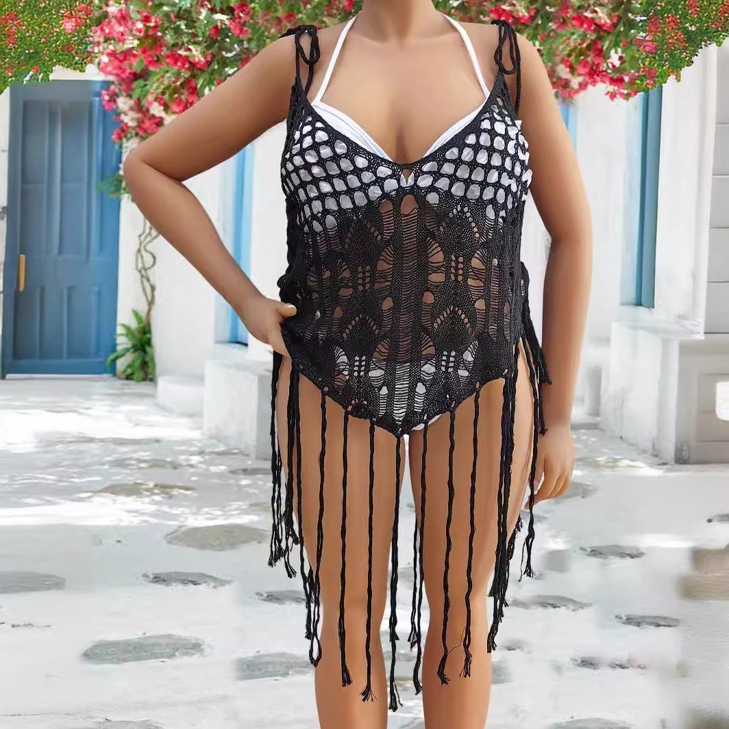 Women's crochet bikini top with frayed details Mune Fashion