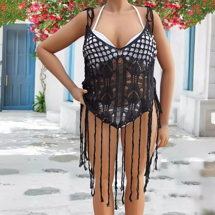 Women's crochet bikini top with frayed details Mune Fashion