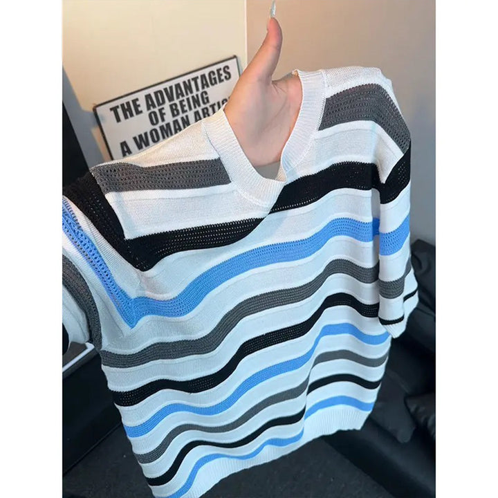 Ladies Fashion Stripe Sweater Mune Fashion