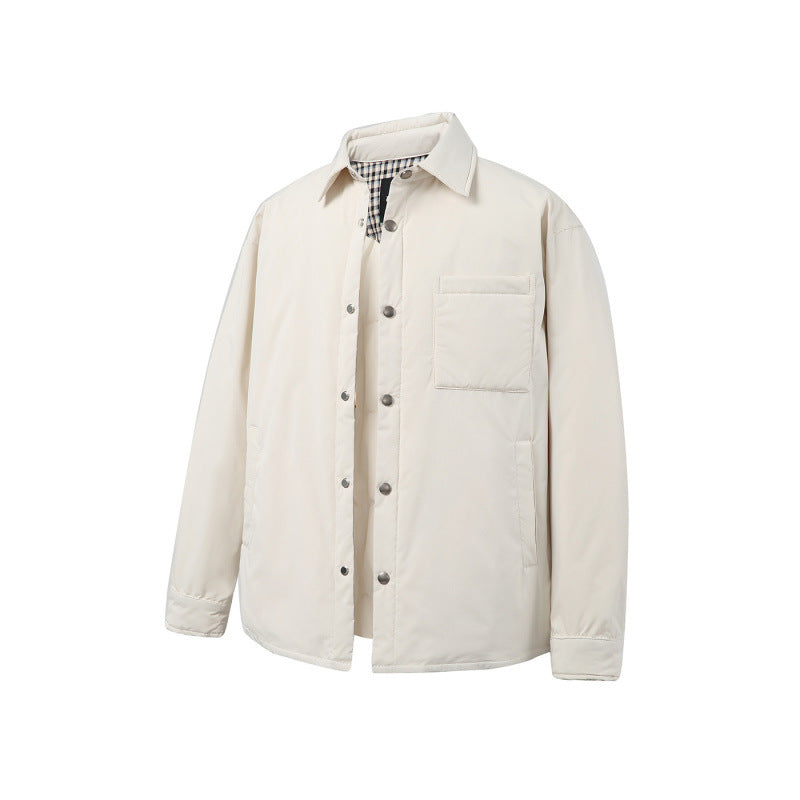 Unisex Boxy padded shirt jacket with snap buttons, chest pocket and thermal lining Mune Fashion