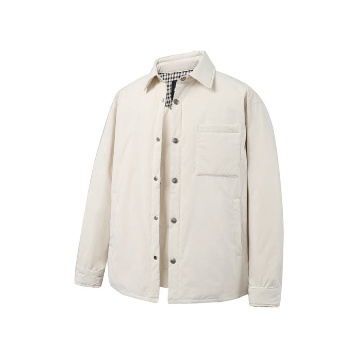 Unisex Boxy padded shirt jacket with snap buttons, chest pocket and thermal lining Mune Fashion