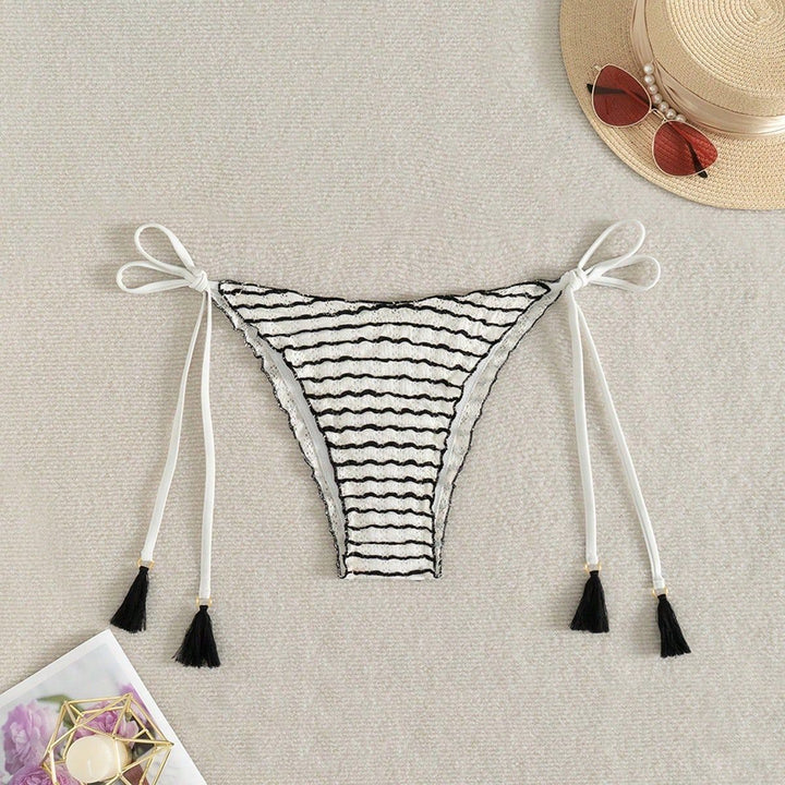 Women Triangle Bikini with playful stripe pattern Mune Fashion