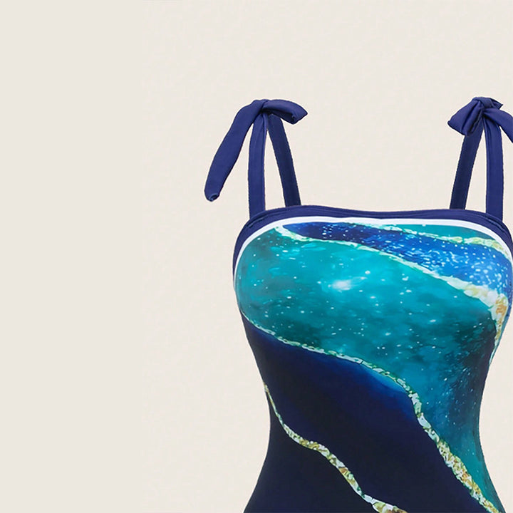 Women One-Piece Swimsuit with Transparent Wrap Skirt Mune Fashion