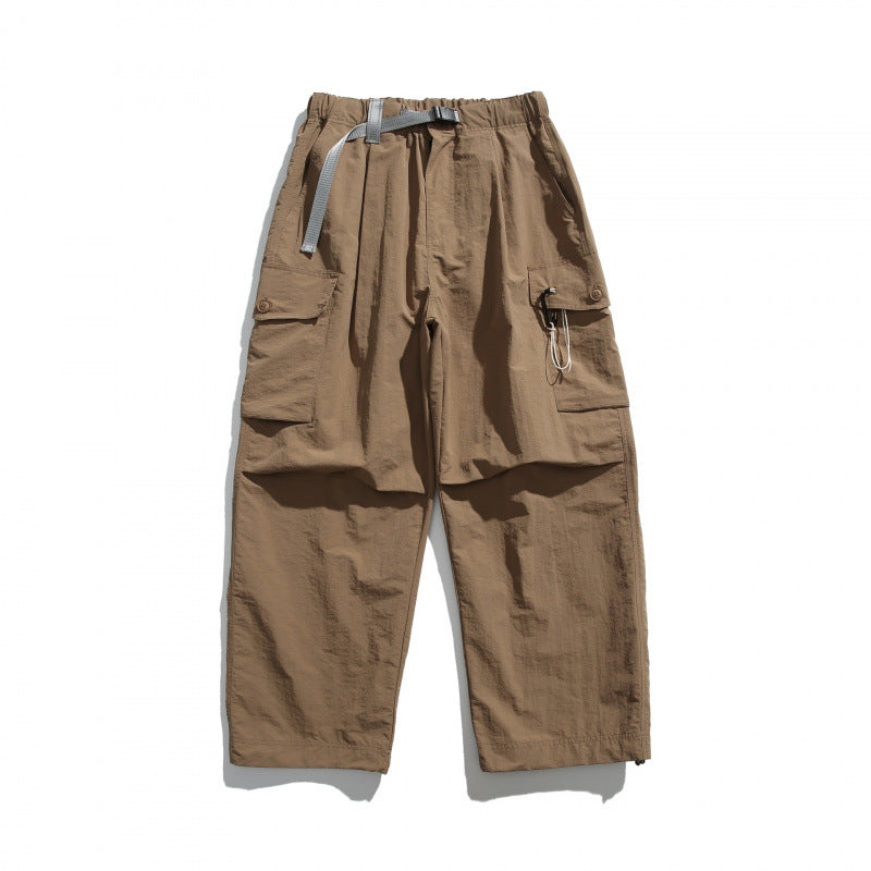 Men's Utility Cargo Pants with Wide Leg, Elastic Waistband and Multiple Pockets Mune Fashion