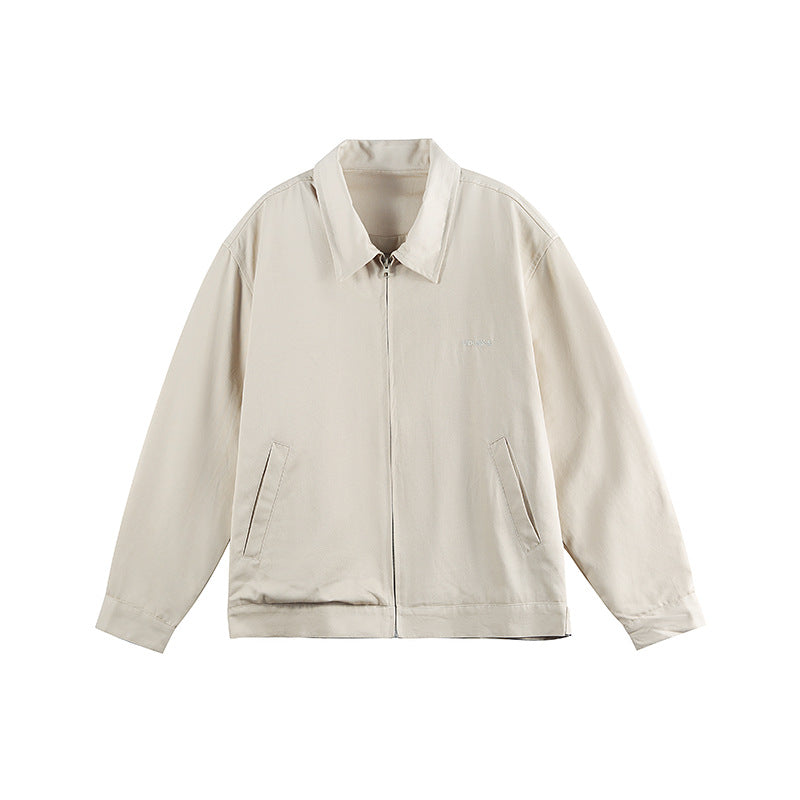 Men's Lightweight Boxy Transitional Jacket with Shirt Collar and Concealed Zipper Mune Fashion