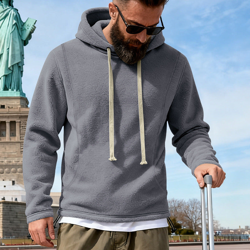 Men's fleece hoodie with teddy texture, hood, and relaxed fit Mune Fashion