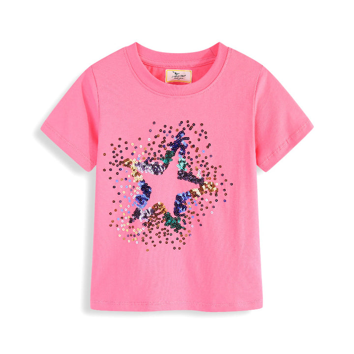 Girl T-Shirt with Sparkling Star Motif Mune Fashion