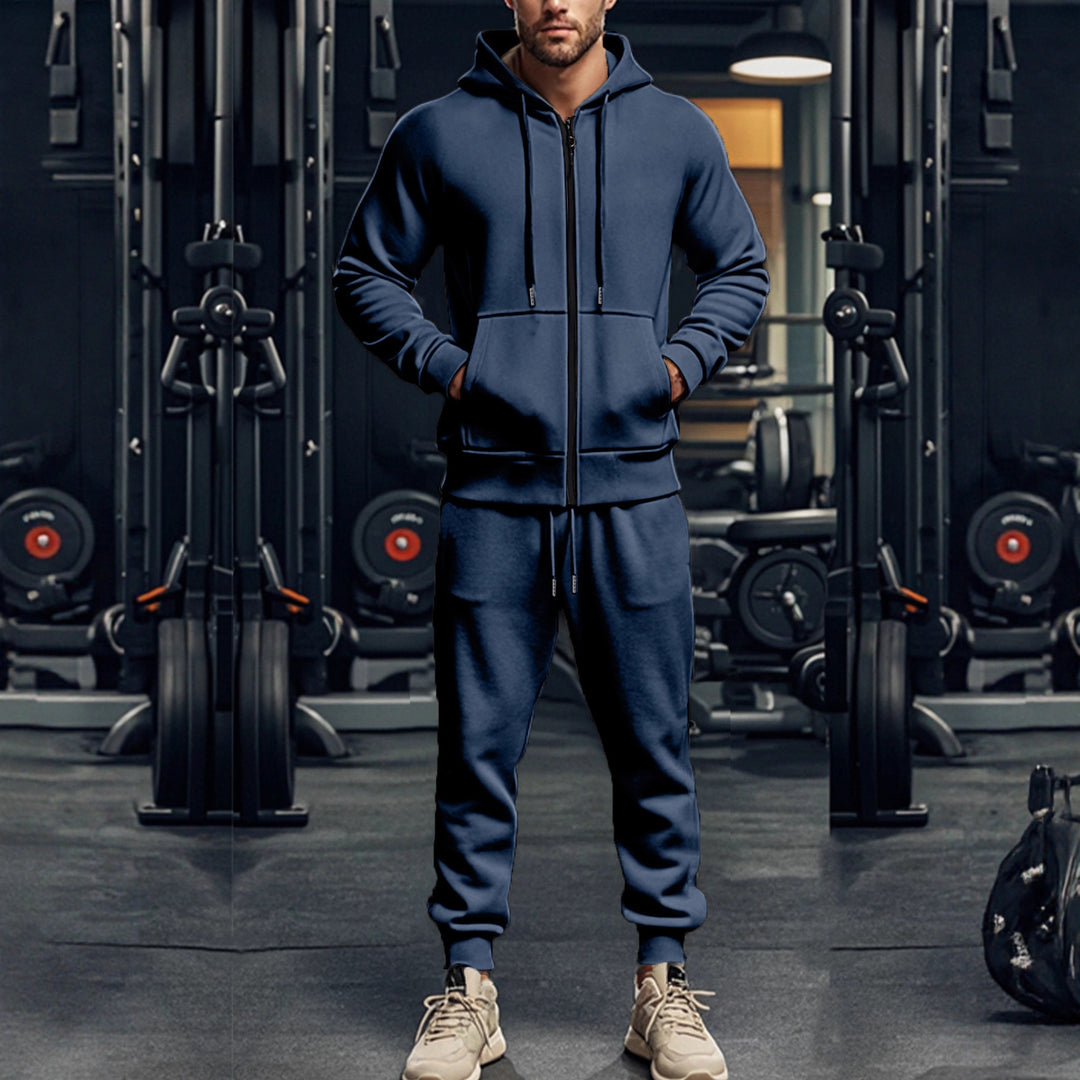 Men's Complete Sweatset with Zipper Hoodie and Tapered Jogging Pants Mune Fashion