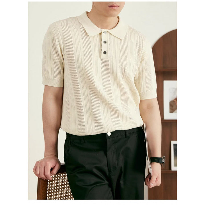 Men's Stylish Short Sleeve Knit Polo Shirt Mune Fashion