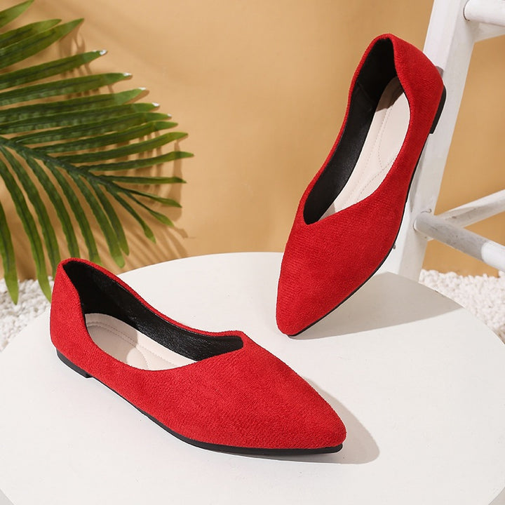 Women's pointed ballerina slippers in suede look with padded comfort insole Mune Fashion