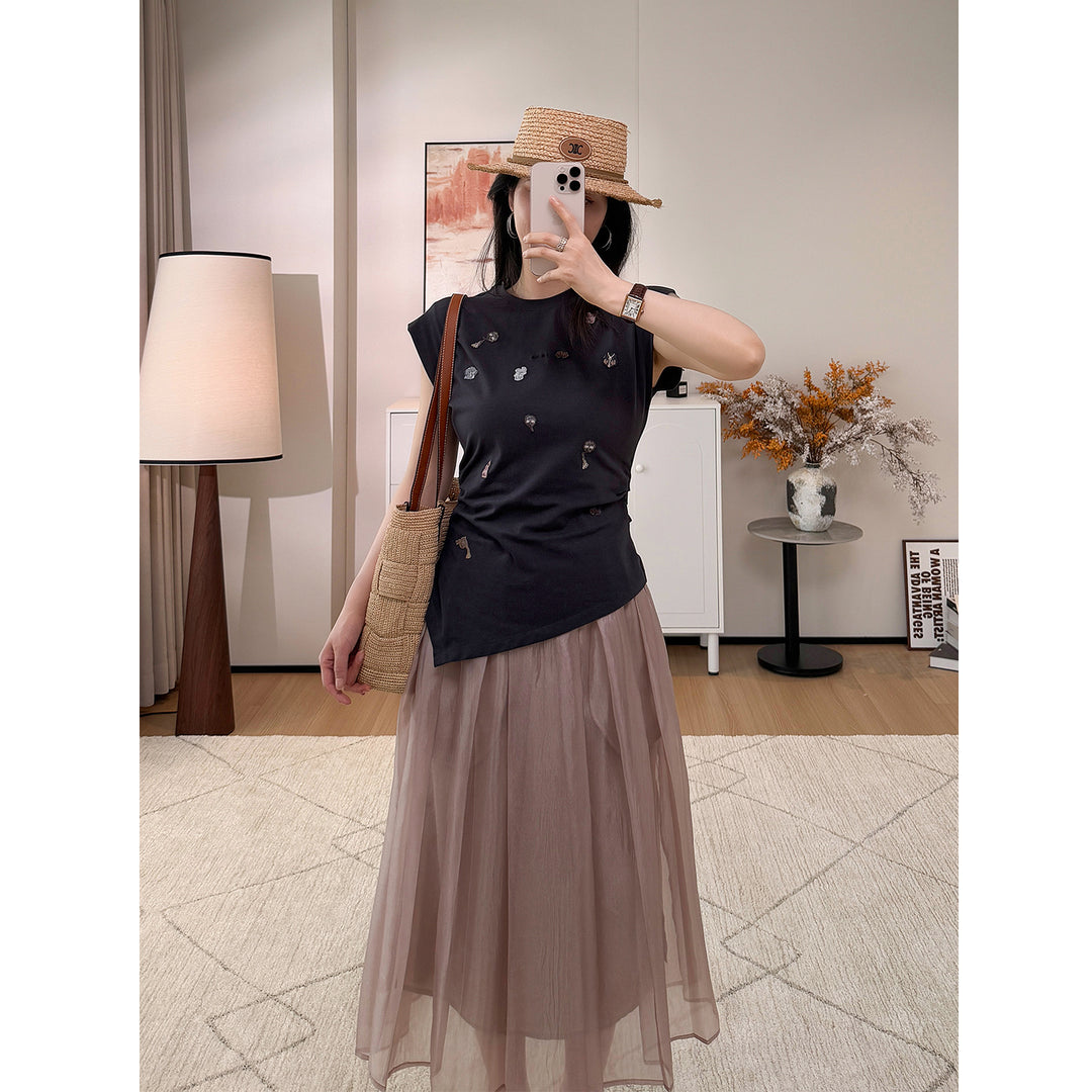 Ladies Elegant and Flowing Midi Skirt Mune Fashion