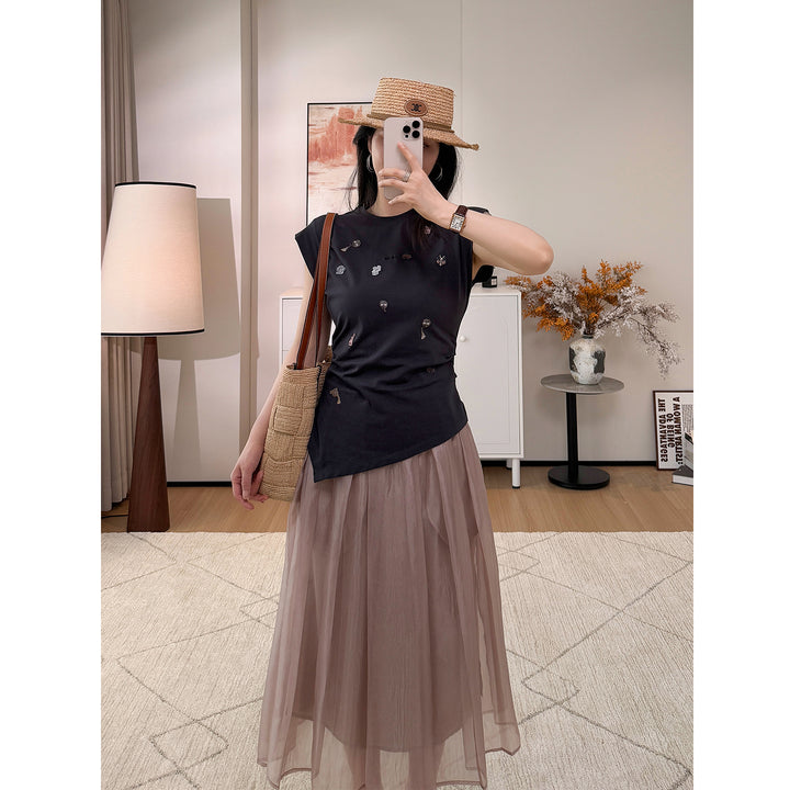 Ladies Elegant and Flowing Midi Skirt Mune Fashion