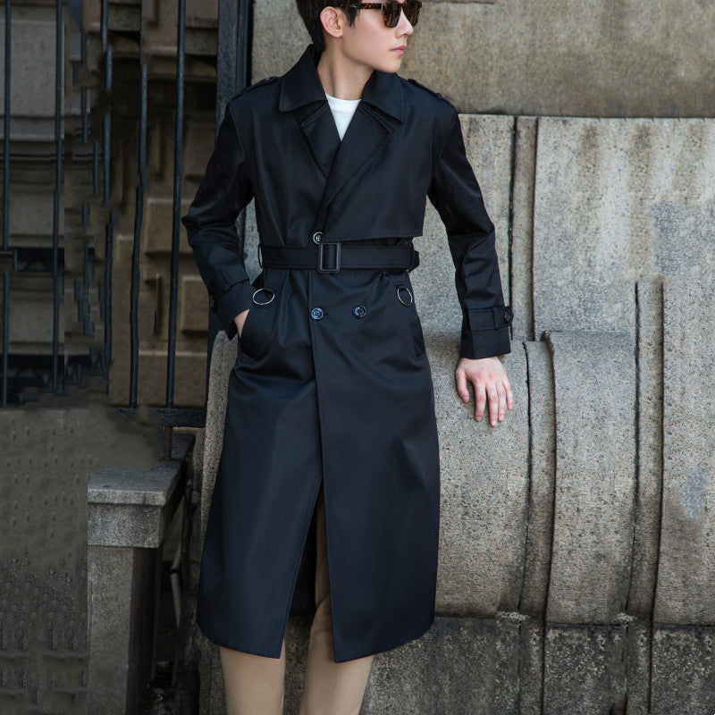 Men's longer double-breasted trench coat with storm flap and D-ring details Mune Fashion