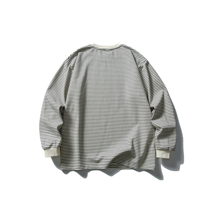 Unisex Oversize Longsleeve in maritime look with fine striped texture and ribbed collar Mune Fashion
