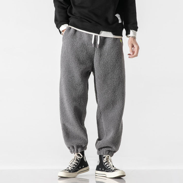 Men's Teddy Fleece Jogging Pants with Elastic Waistband, Drawstring, and Cuffs Mune Fashion