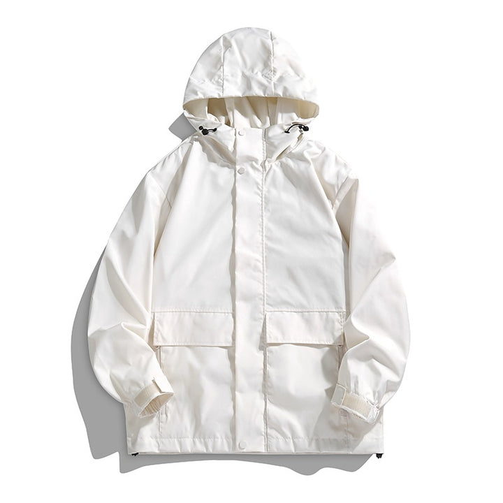 Unisex Waterproof Hooded Transition Jacket with Adjustable Hood & Utility Pockets Mune Fashion