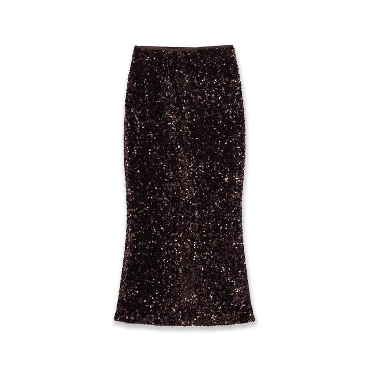 Women Sequin Pencil Skirt with Tailored Midi Length Mune Fashion