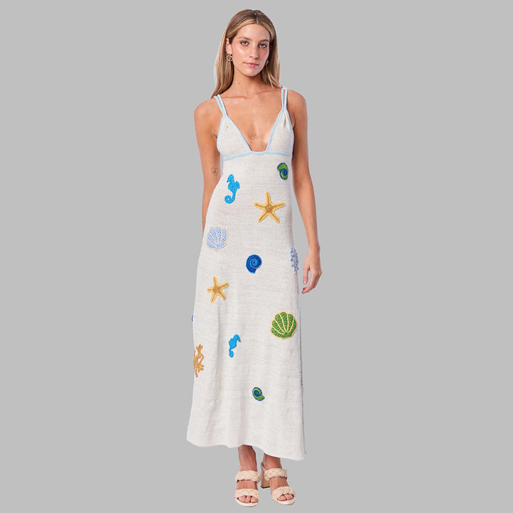 Ladies crocheted beach dress with maritime motifs Mune Fashion