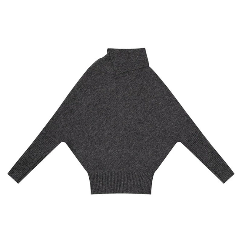 Women's oversized sweater with roll neck, asymmetric shoulder button placket and cable knit details Mune Fashion