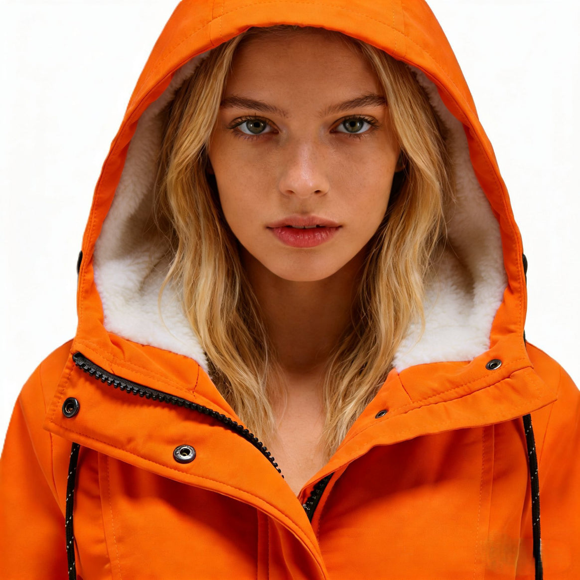 Women's Water-Repellent Parka with Teddy Lining, Hood and Tailored Fit Mune Fashion